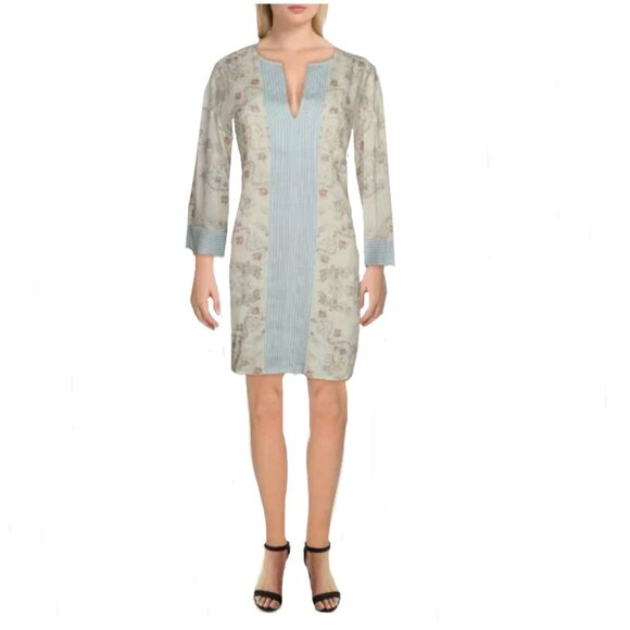 Brand New BCBGMAXAZRIA Women's Gardenia Mixed Print Cotton Dress - Picture 14 of 14